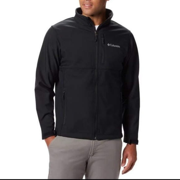 COLUMBIA SPORTSWEAR COMPANY BLACK SOFT SHELL ZIP-UP MOCK NECK JACKET - Picture 1 of 7